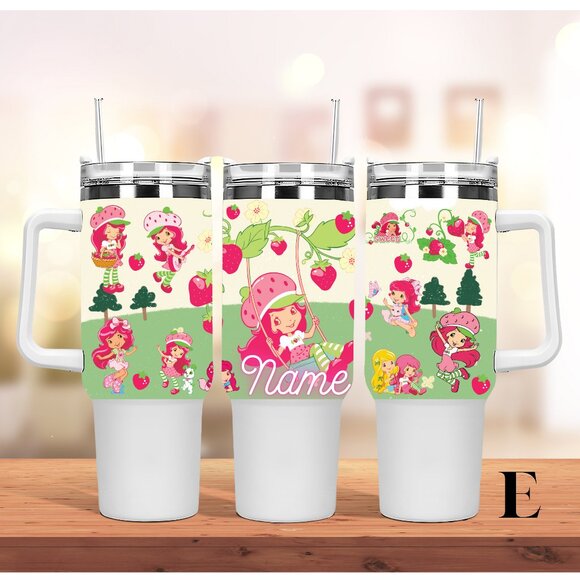 Hand Crafted Other - Custom Name Strawberry shortcake 40 oz Tumbler Strawberry 40oz Stainless Steel T